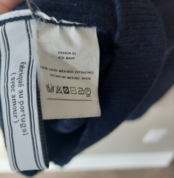 Ami merino wool fine knit sweater. Navy blue. Medium M - Picture 2 of 5